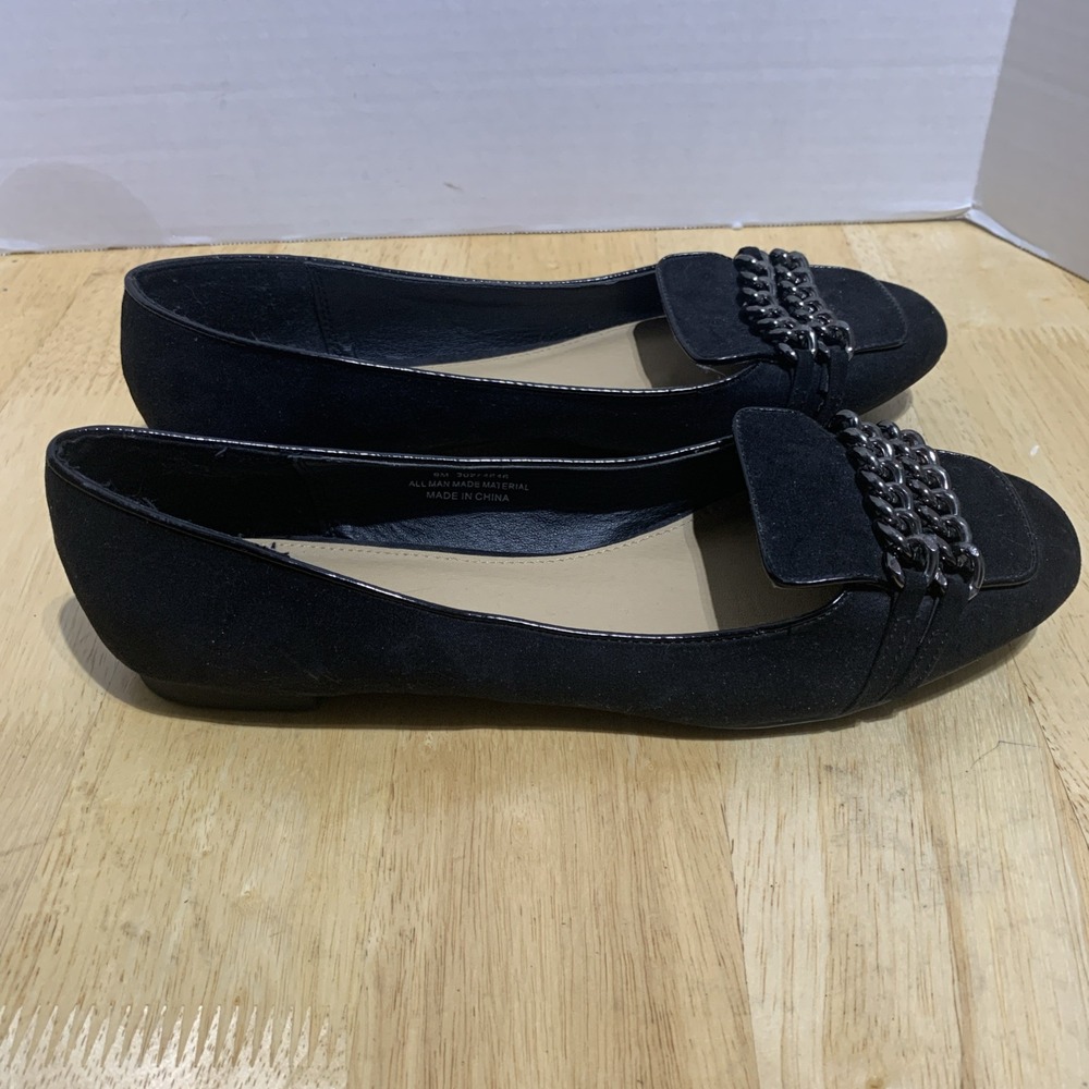 Cato Women Shoes Black  9M Suede‎ Slip-On Embellished Loafers